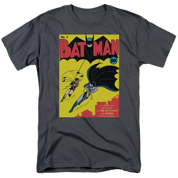 Charcoal men's regular fit t-shirt with Batman First graphic