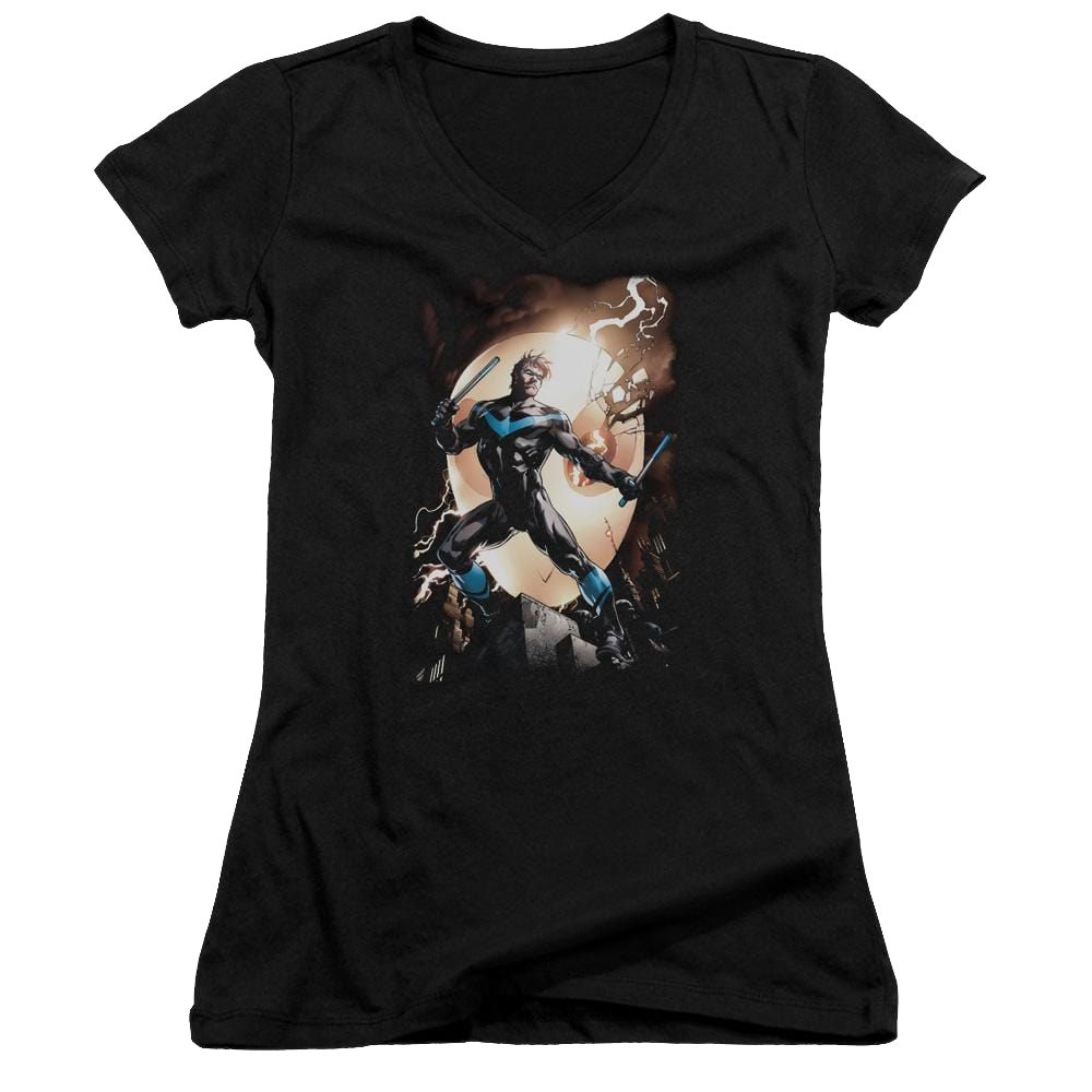 Batman Nightwing Against Owls - Juniors V-Neck T-Shirt Juniors V-Neck T-Shirt Nightwing