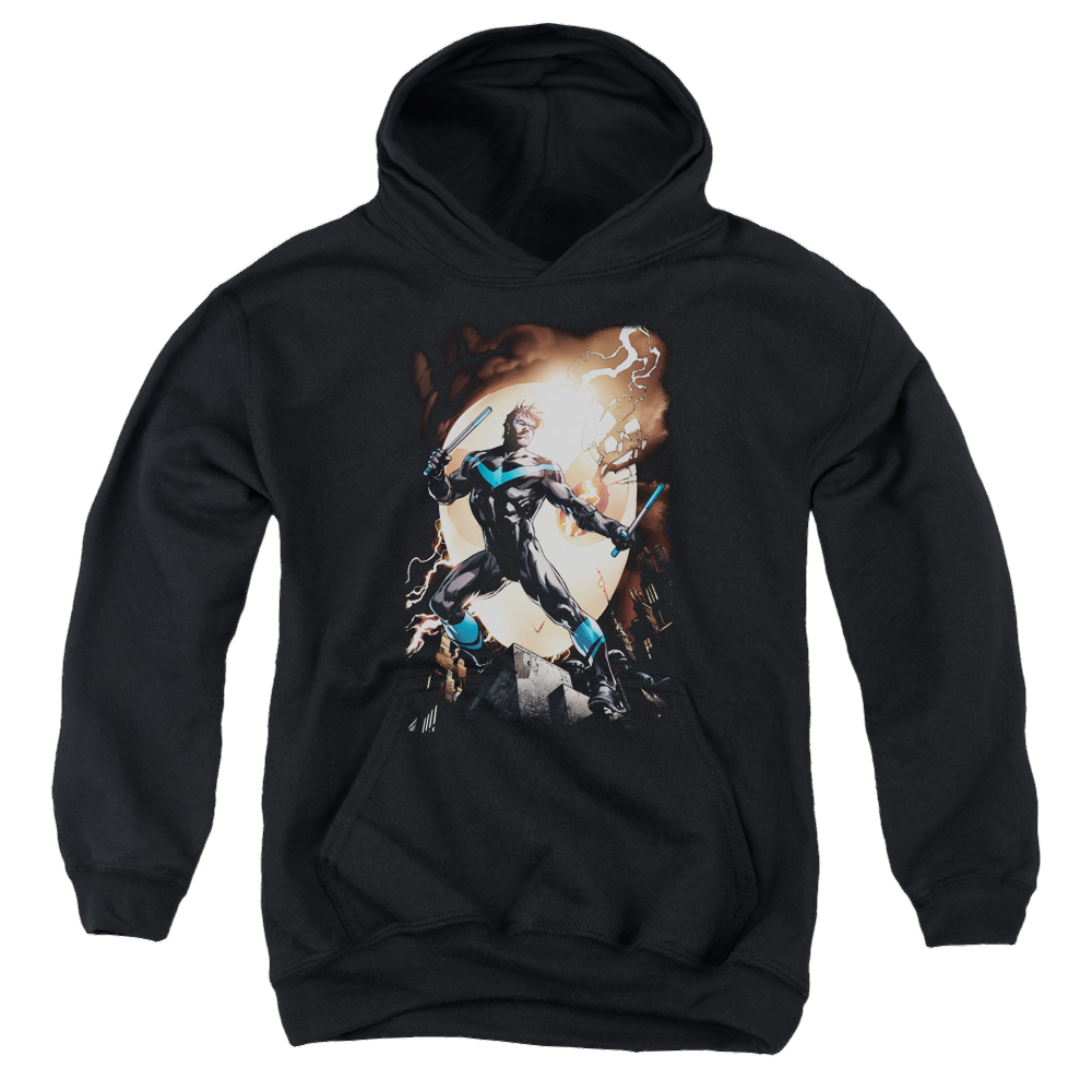 Nightwing Nightwing Against Owls - Youth Hoodie Youth Hoodie (Ages 8-12) Nightwing