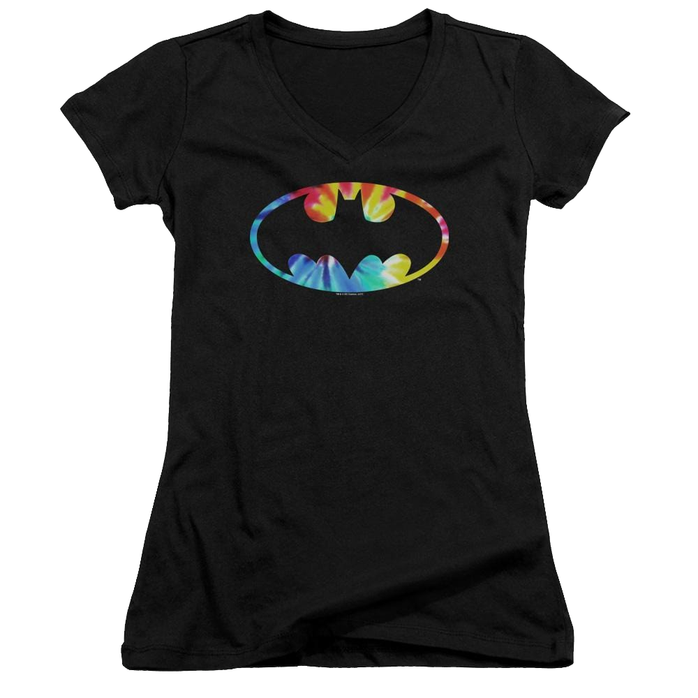 Batman Tie Dye Batman Logo - Juniors V-Neck T-Shirt Juniors V-Neck T-Shirt Batman