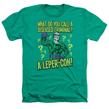 Kelly green men's heather t-shirt with DC Comics Batman Diseased Criminal graphic