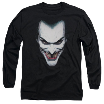 Black men's long sleeve t-shirt with Batman Joker Portrait graphic