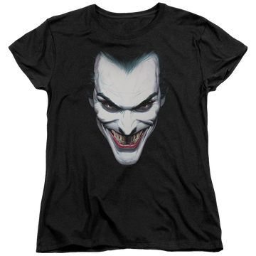 Black women's t-shirt with Batman Joker Portrait graphic