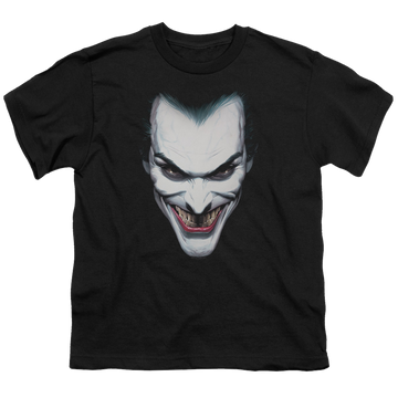 Black youth t-shirt for ages 8 to 12 with Joker Portrait graphic