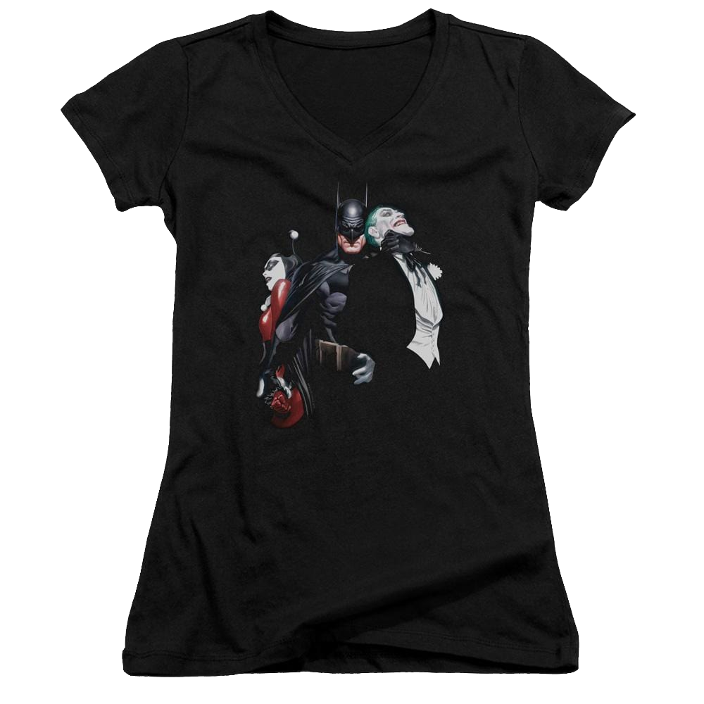 Batman Joker Harley Choke - Juniors V-Neck T-Shirt Juniors V-Neck T-Shirt Harley Quinn