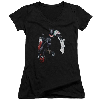 Batman Joker Harley Choke - Juniors V-Neck T-Shirt Juniors V-Neck T-Shirt Harley Quinn