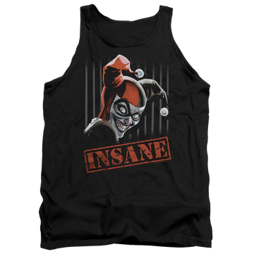 Black men's tank with Harley Quinn Batman Insane graphic