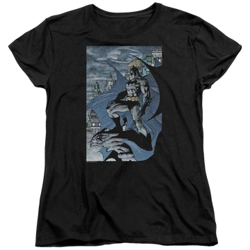 Black women's t-shirt with Batman Seurbat graphic