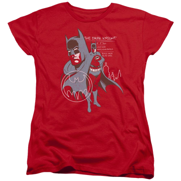 Red women's t-shirt with Batman Lean And Muscular graphic