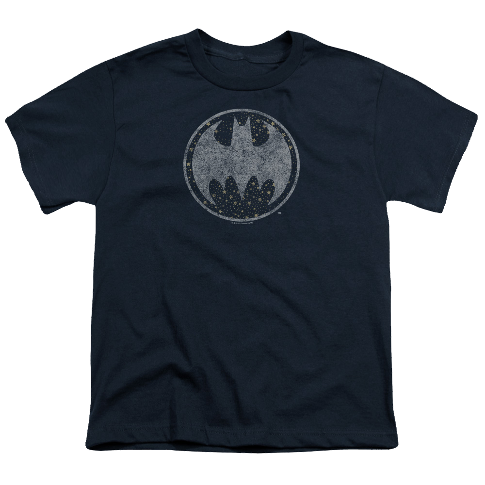 DC Batman Starry Night Shield - Youth T-Shirt Youth T-Shirt (Ages 8-12) Batman