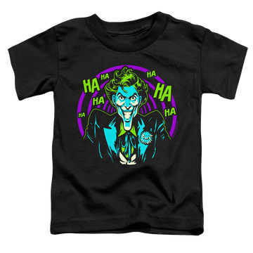 Black toddler t-shirt with Joker Hahaha graphic
