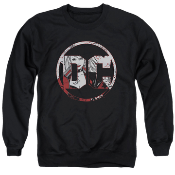 Black men's crewneck sweatshirt with Harley Quinn Dc Logo Harley graphic