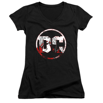Harley Quinn Dc Logo Harley - Juniors V-Neck T-Shirt Juniors V-Neck T-Shirt Harley Quinn