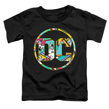 Black toddler t-shirt with Dc Batman 80S Bat Logo graphic