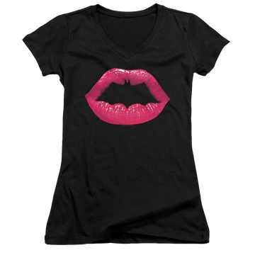 Dc Batman Bat Kiss - Juniors V-Neck T-Shirt Juniors V-Neck T-Shirt Batman