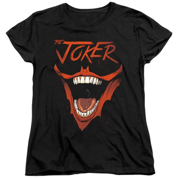 Black women's t-shirt with Joker Bat Laugh graphic