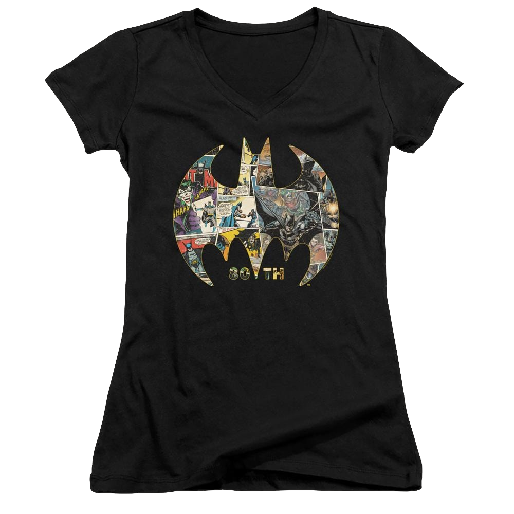 Dc Batman 80Th Shield - Juniors V-Neck T-Shirt Juniors V-Neck T-Shirt Batman