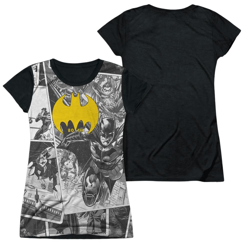 DC Batman Collage - Juniors Black Back T-Shirt Juniors Black Back T-Shirt Batman