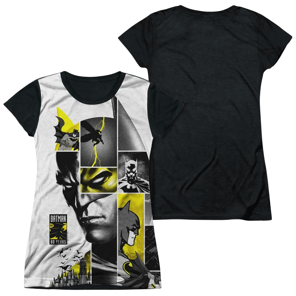 DC Batman 80Th Panels - Juniors Black Back T-Shirt Juniors Black Back T-Shirt Batman