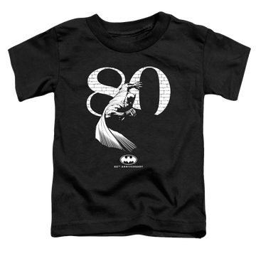 Black toddler t-shirt with Dc Batman 80 Wall graphic
