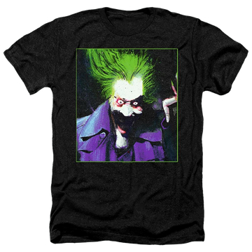 Charcoal men's heather t-shirt with Arkham Asylum Joker graphic