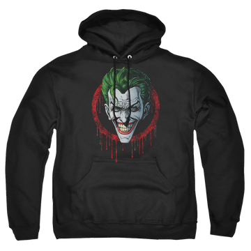 Black pullover hoodie with Joker Drip graphic