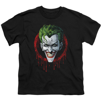 Black youth t-shirt for ages 8 to 12 with Joker Drip graphic