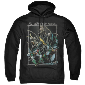 Black pullover hoodie with Joker Batman Who Laughs graphic