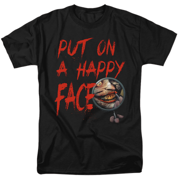 Black men's regular fit t-shirt with Joker Happy Face graphic