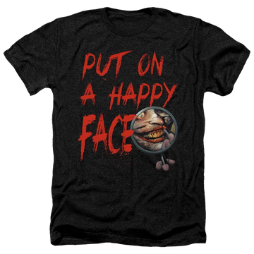 Charcoal men's heather t-shirt with Joker Happy Face graphic