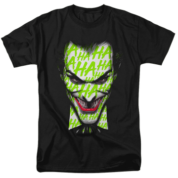 Black men's regular fit t-shirt with Joker Ha Smile graphic
