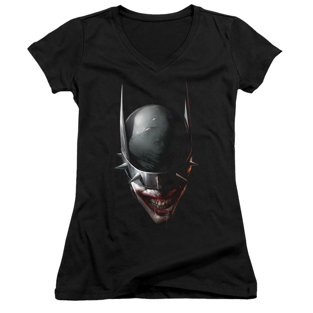Joker, The Batman Who Laughs Head - Juniors V-Neck T-Shirt Juniors V-Neck T-Shirt Joker