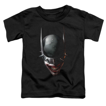 Black toddler t-shirt with Joker Batman Who Laughs Head graphic