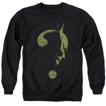 Black men's crewneck sweatshirt with The Batman (2022) Question Mark graphic