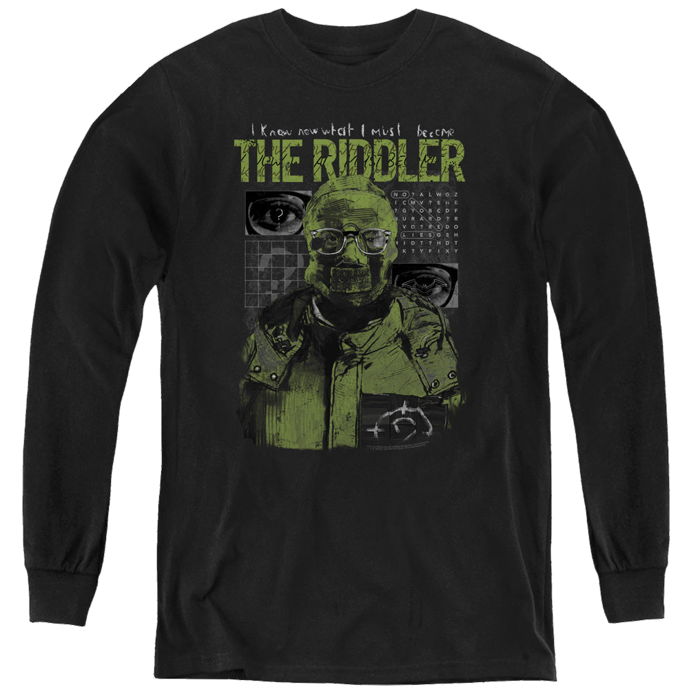 The Batman (2022) Riddler Illustration - Youth Long Sleeve T-Shirt Youth Long Sleeve T-Shirt Batman
