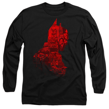 Black men's long sleeve t-shirt with The Batman (2022) News Silhouette graphic