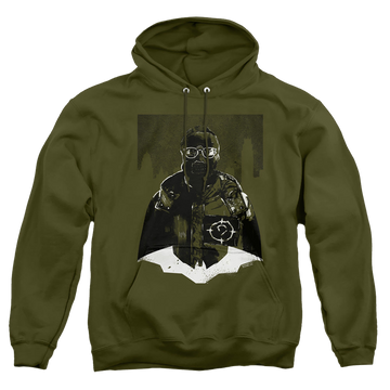 Military green pullover hoodie with The Batman (2022) Noir Riddler graphic