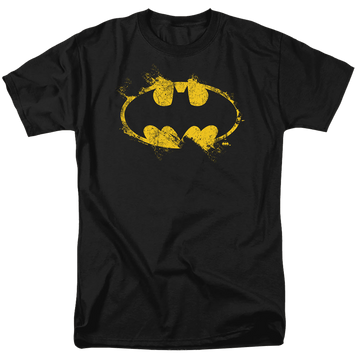 Black men's regular fit t-shirt with The Batman (2022) Paint Roller Logo graphic