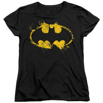 Black women's t-shirt with The Batman (2022) Paint Roller Logo graphic
