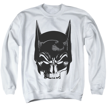 White men's crewneck sweatshirt with The Batman (2022) Skull On White graphic