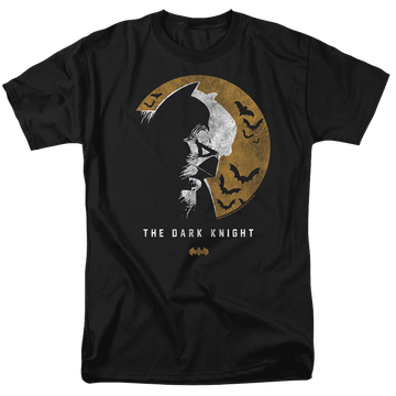 Black men's regular fit t-shirt with The Batman (2022) Dark Knight Moon graphic