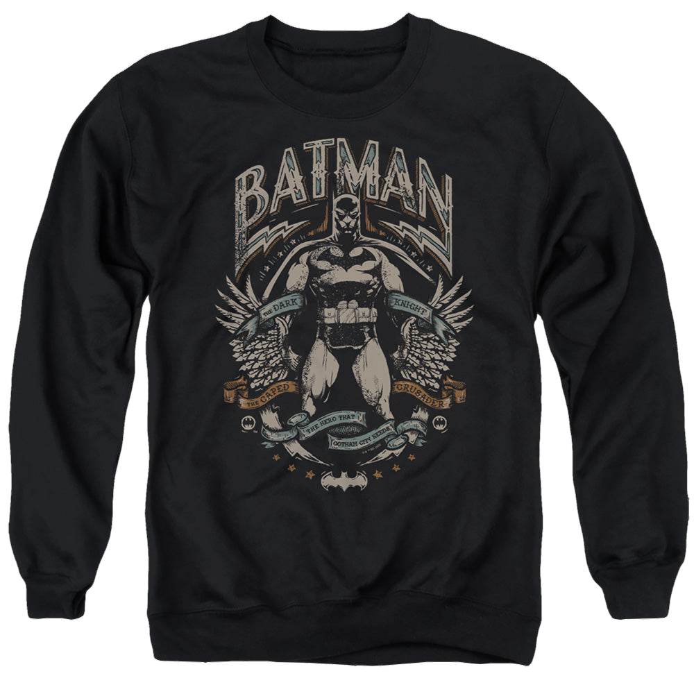 The Batman (2022) Gotham Hero On Black - Men's Crewneck Sweatshirt Men's Crewneck Sweatshirt Batman