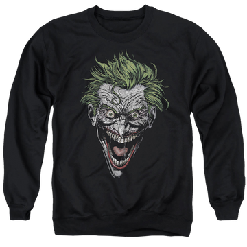 Black men's crewneck sweatshirt with The Batman (2022) Joker graphic