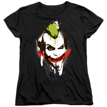 Black women's t-shirt with The Batman (2022) Joker Big Face graphic