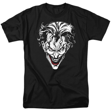 Black men's regular fit t-shirt with The Batman (2022) Joker Red On Black graphic