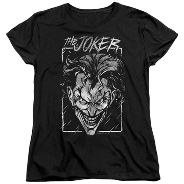 Black women's t-shirt with The Batman (2022) Joker Storm On Black graphic