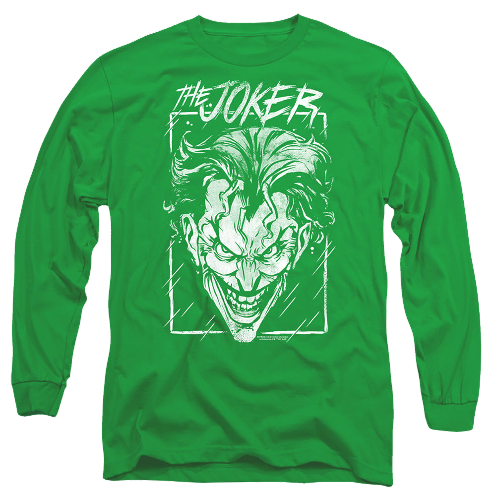 The Batman (2022) Joker Storm On Green - Men's Long Sleeve T-Shirt Men's Long Sleeve T-Shirt Batman