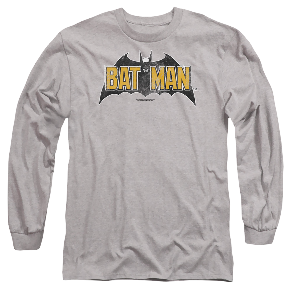 The Batman (2022) Vintage Bat Logo On Gray - Men's Long Sleeve T-Shirt Men's Long Sleeve T-Shirt Batman