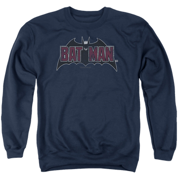 Navy men's crewneck sweatshirt with The Batman (2022) Vintage Bat Logo On Navy graphic