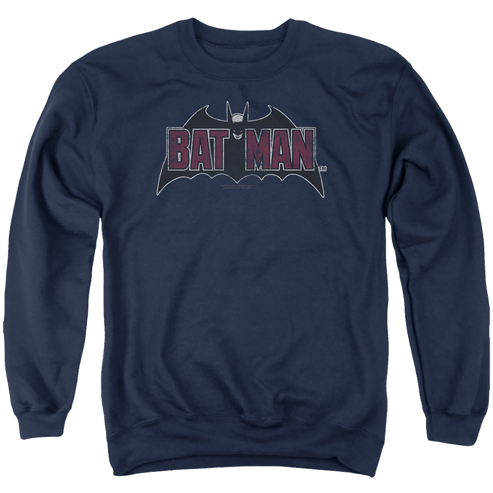 The Batman (2022) Vintage Bat Logo On Navy - Men's Crewneck Sweatshirt Men's Crewneck Sweatshirt Batman